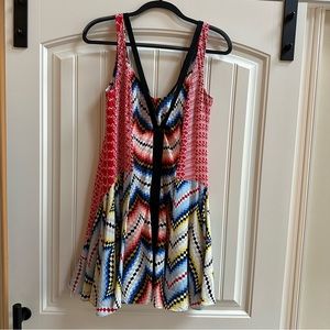 KENZO Paris Runway 2016 Silk Mini Dress Tunic Tribal Artsy Euro 40